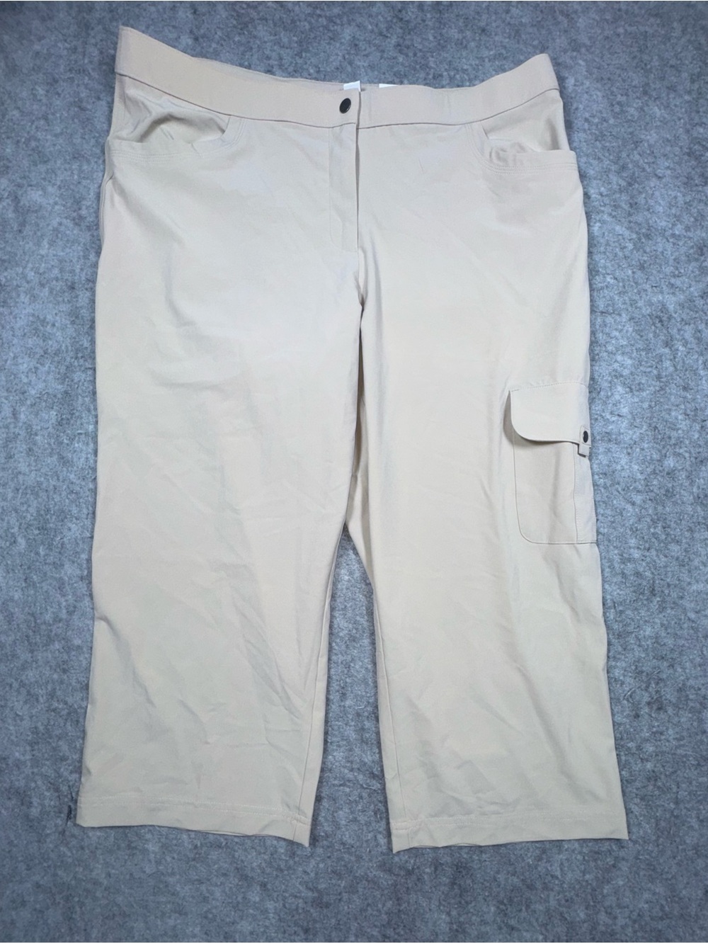 Weekends by Chico's Beige Cargo Pants Size 3 Utility Crop Trousers XL